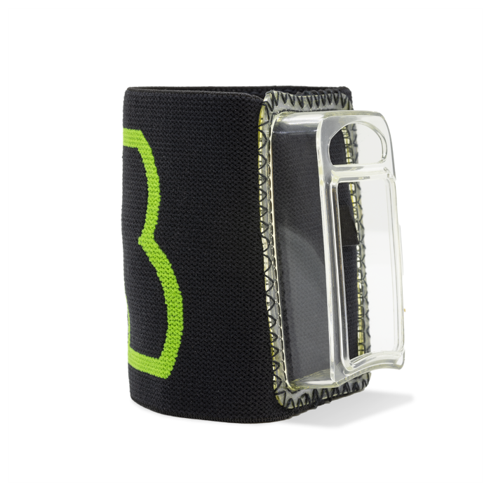 LB ARES Elastic Wrist Mount — Black/Green with Transparent Holder