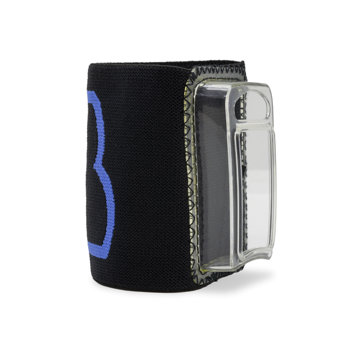 LB ARES Elastic Wrist Mount — Black/Blue with Transparent Holder