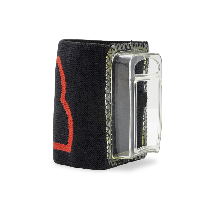 LB ARES Elastic Wrist Mount — Black/Red with Transparent Holder