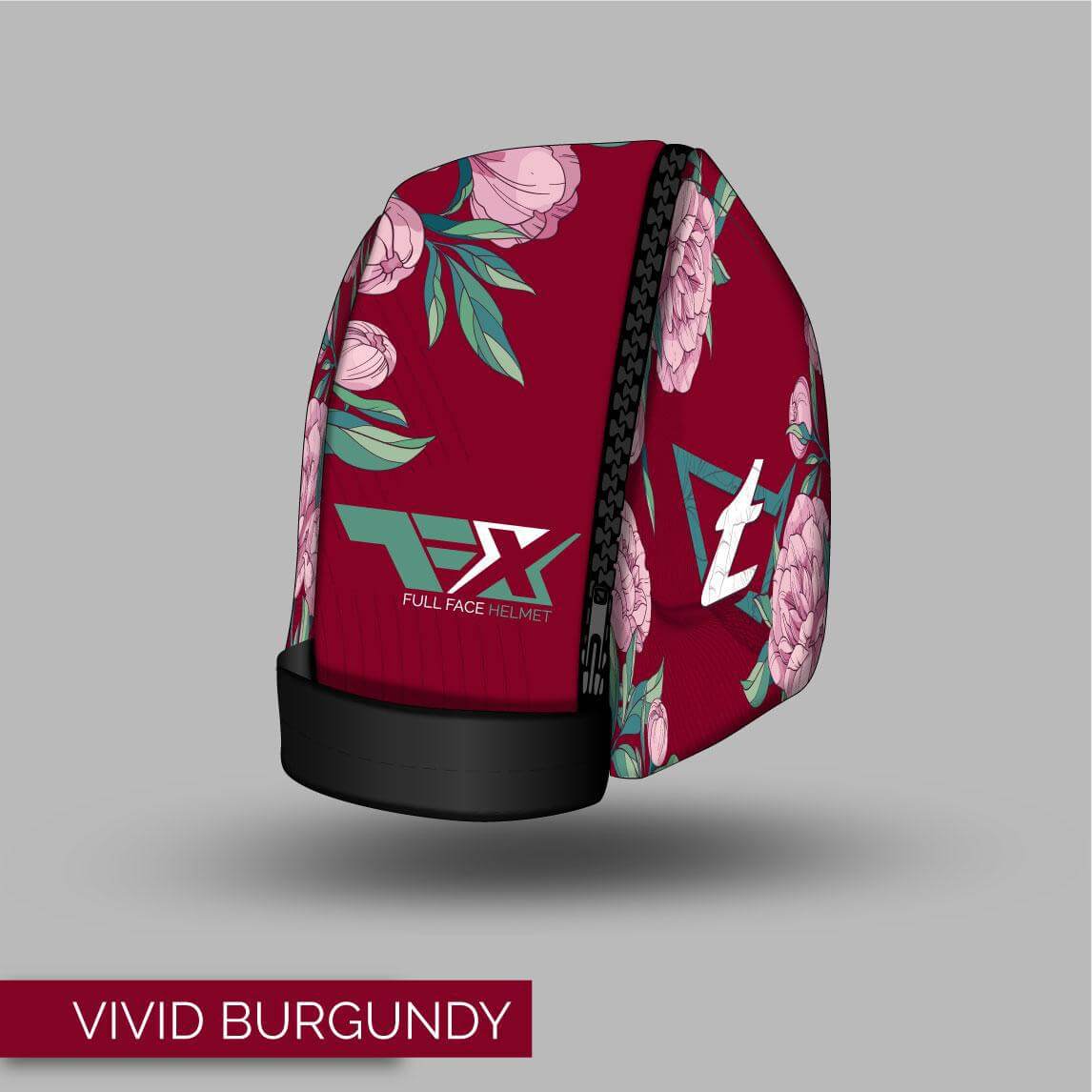 Tonfly TFX Helmet Bag - Floral Design - Floral Design Vivid Burgundy front view
