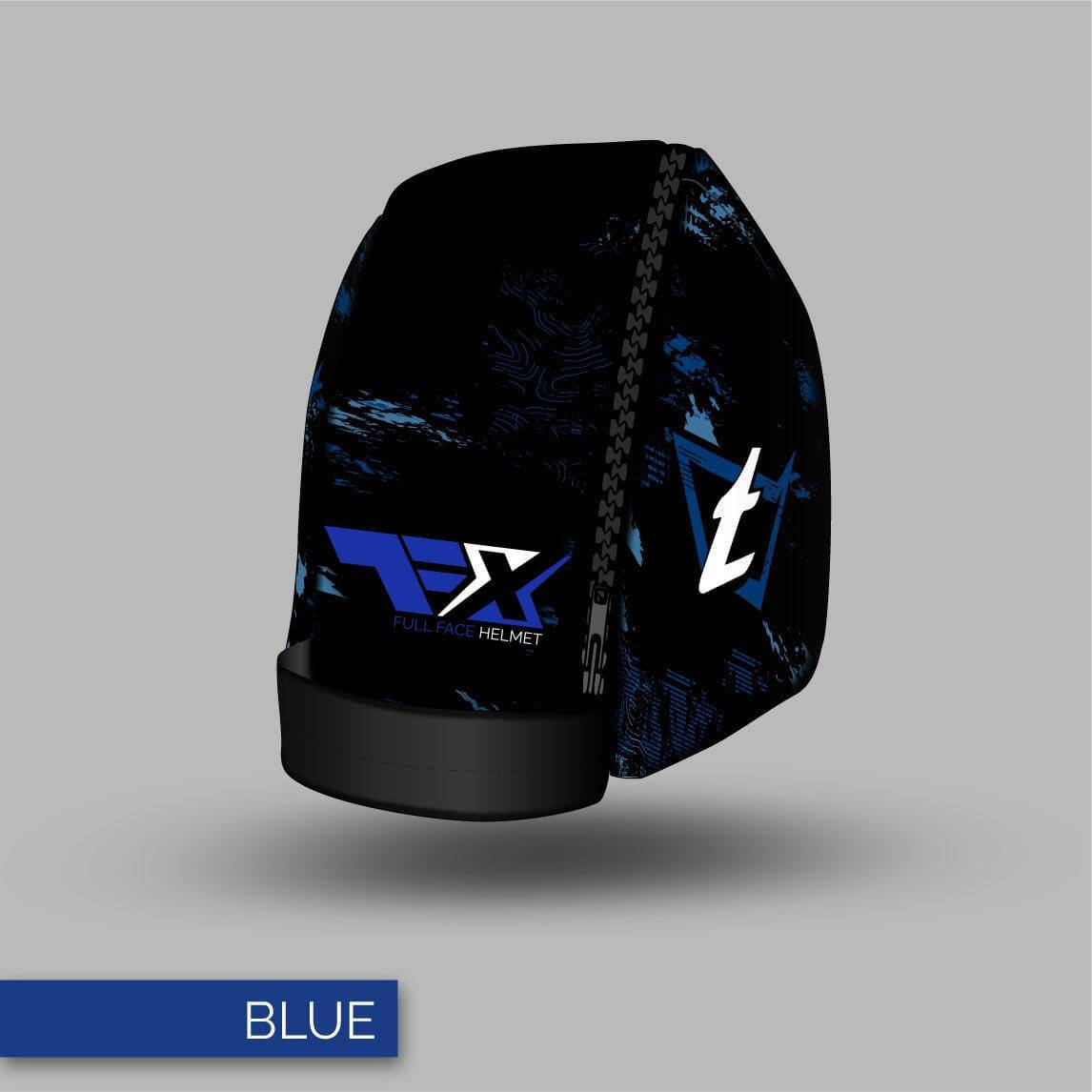 Tonfly TFX Helmet Bag - Grunge Design - Grunge Design Blue front view
