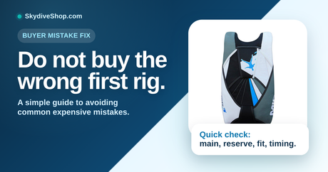 UPT Vector skydiving rig banner for first rig buying guide