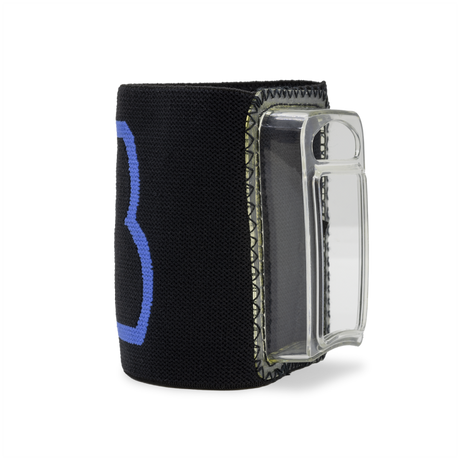 LB ARES Elastic Wrist Mount — Black/Blue with Transparent Holder
