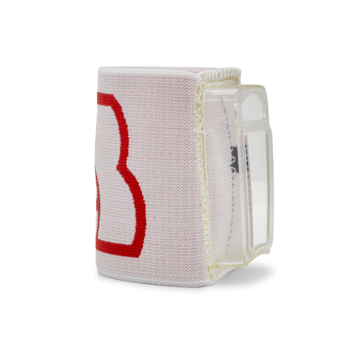 LB ARES Elastic Wrist Mount — White/Red with Transparent Holder