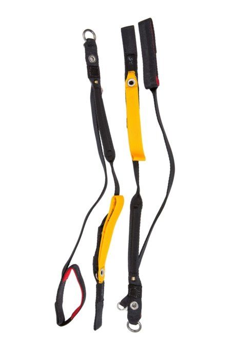 UPT reference image showing low-drag riser construction with reduced-profile webbing and hardware.